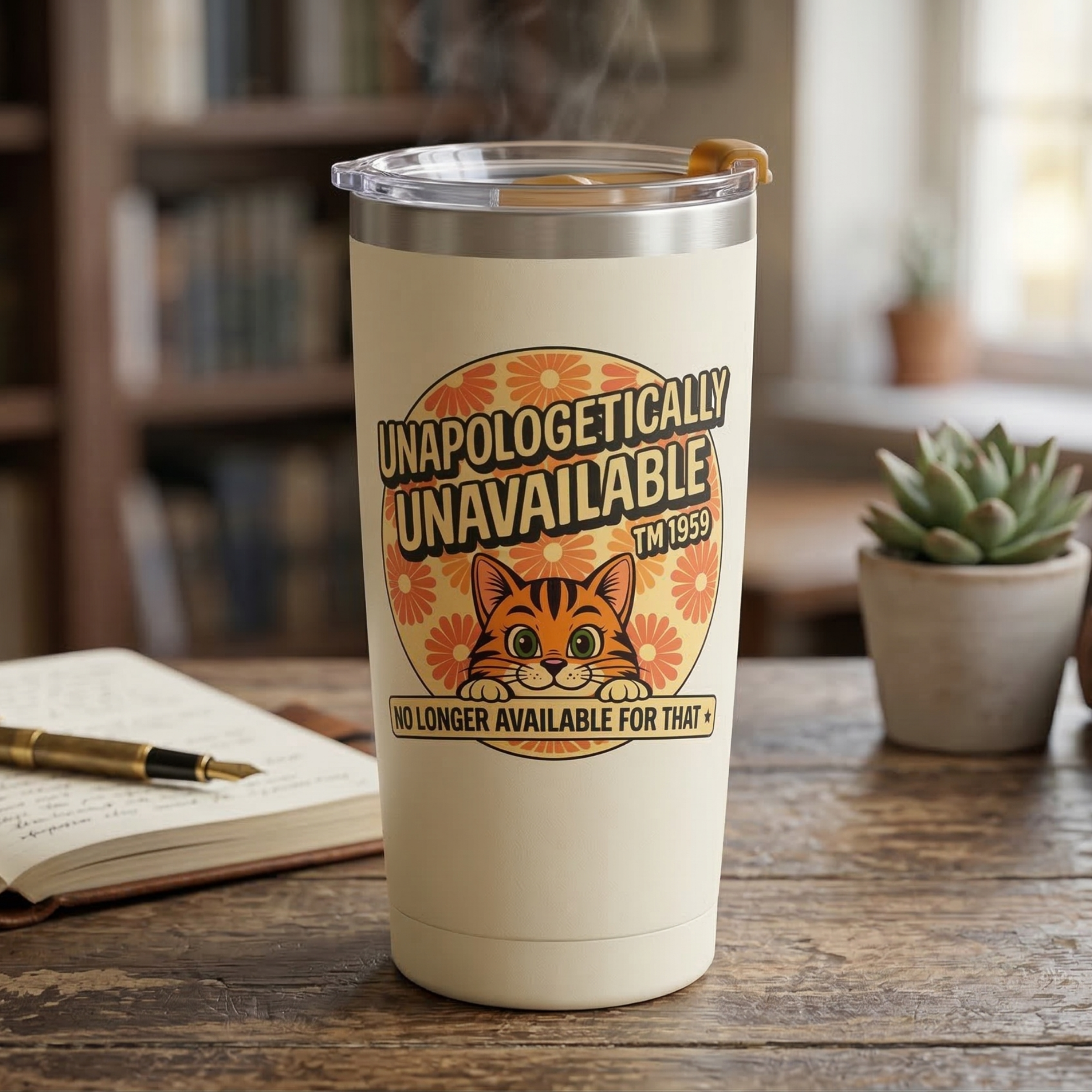 Unapologetically Unavailable Cat Travel Tumbler