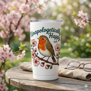 Unapologetically Happy Bird Travel Tumbler
