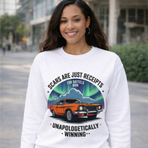 Scars Are Just Receipts – Unapologetically Winning Sweatshirt