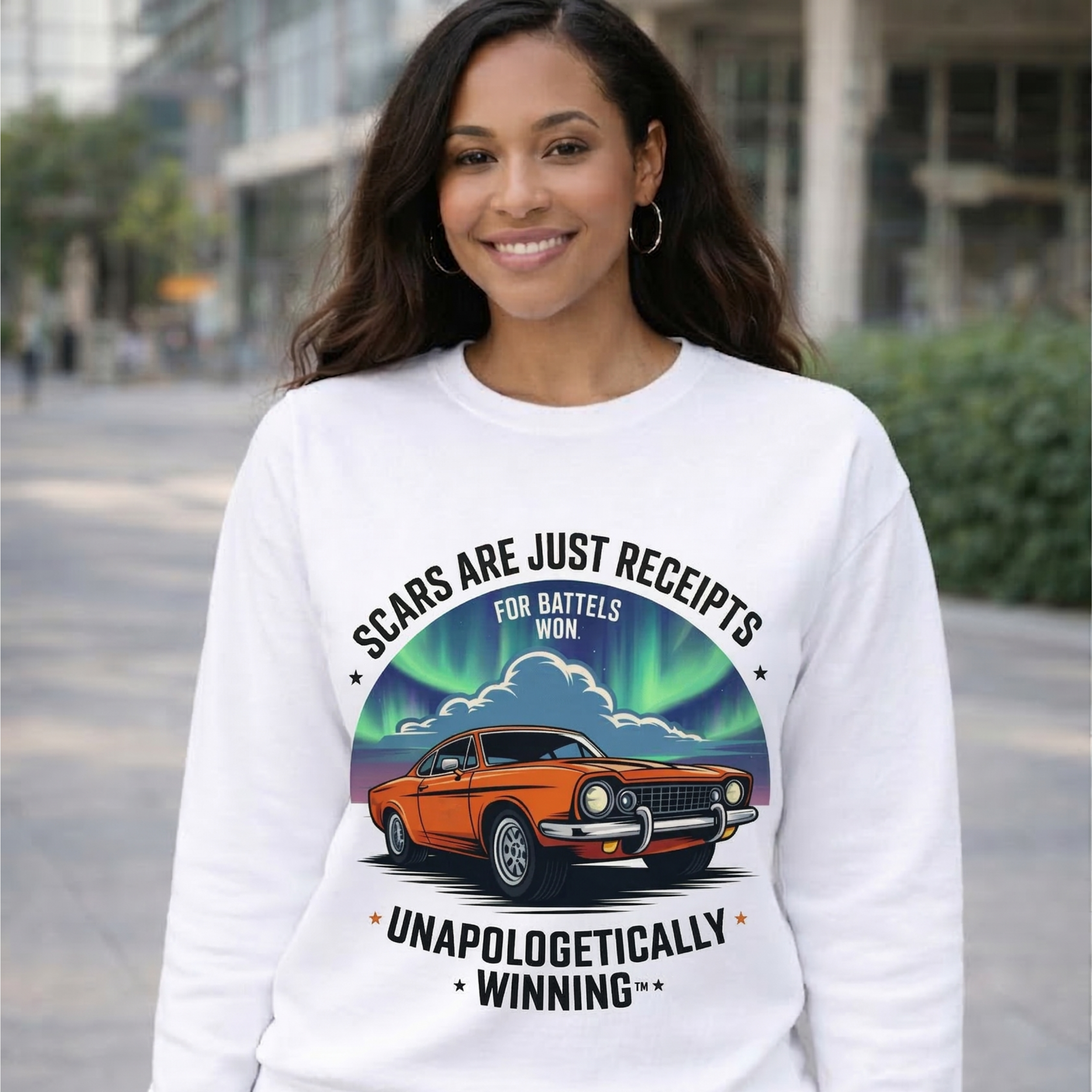 Scars Are Just Receipts – Unapologetically Winning Sweatshirt