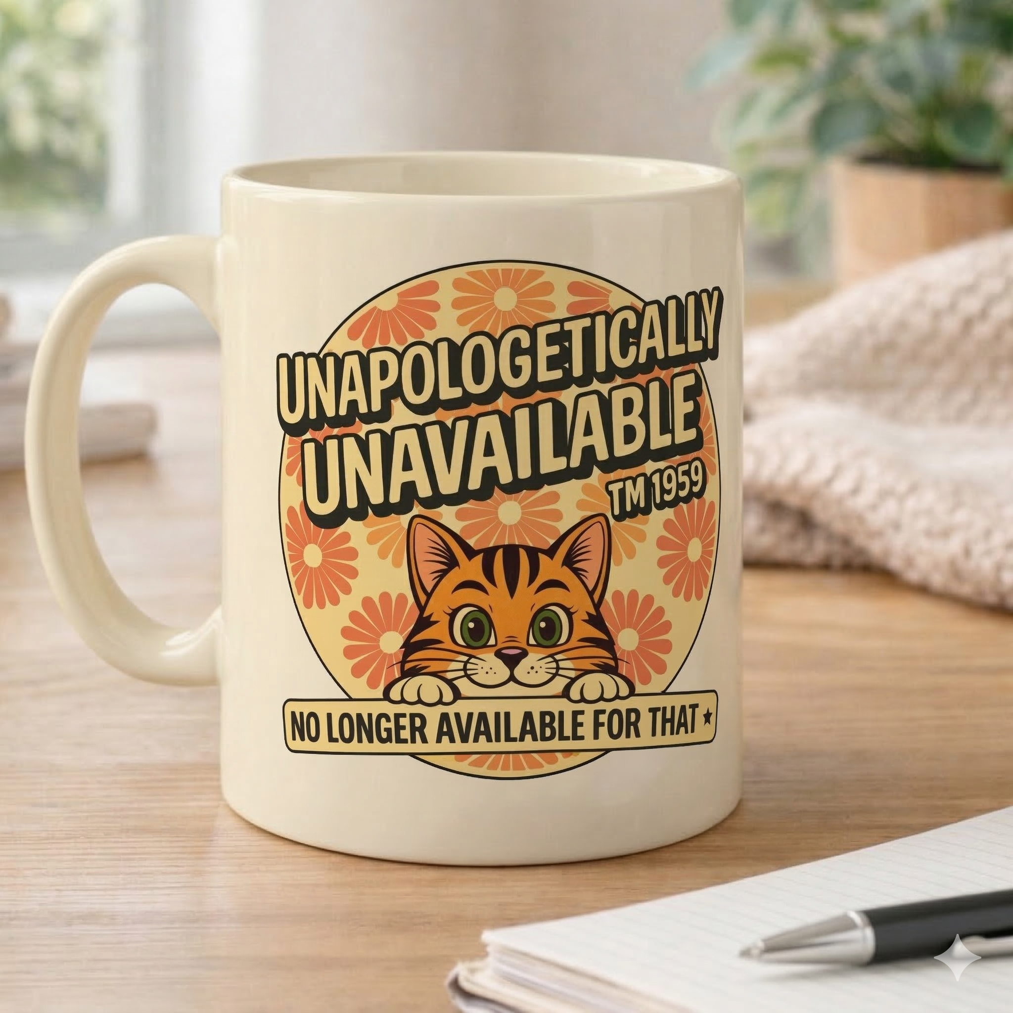 Unapologetically Unavailable Cat Coffee Mug