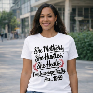 She Mothers, She Hustles, She Heals – Unapologetically Her T-Shirt